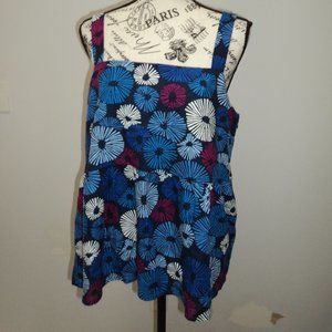 NWT Loft Women's Size 12 Sleeveless Top Linen Blend Firework Blue White Peplum
